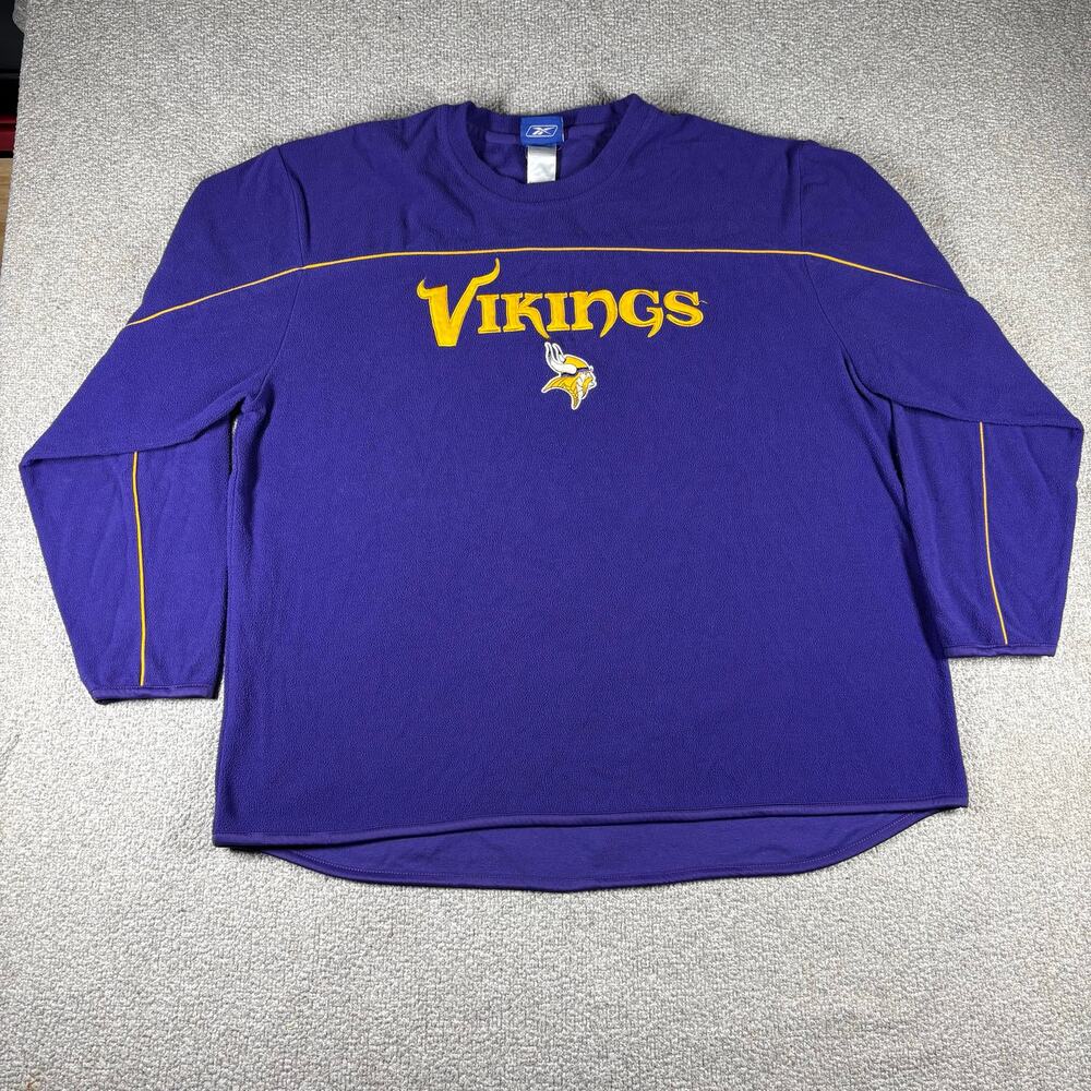 Vintage Y2K Minnesota Vikings Reebok NFL Fleece Pullover Crewneck Men’s Sz 2XL